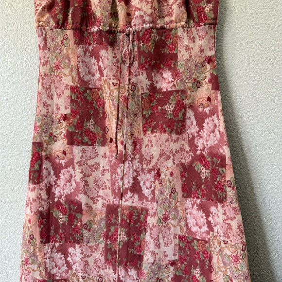 Vintage ARAMA Pink Floral Patchwork Slip Dress Lace Strap Cottagecore A-Line - Picture 6 of 12